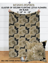 CLUSTER OF GOLD LOTUS FLOWERS ON BLSCK