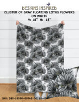 CLUSTER OF GRAY LOTUS FLOWERS ON SILVER